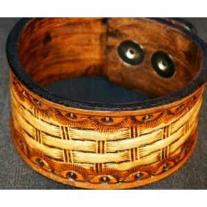 1-1/2″ Wide Hand Carved And Stamped Arm Band