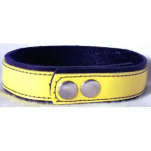 1-1/4 Inch Wide Black Leather Arm Band With Yellow Strip
