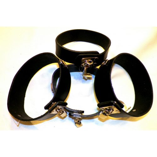A Black Color Leather Band With Lock and Key One