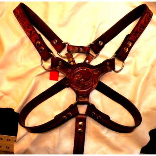 A Brown Color Polished Harness With Center Design
