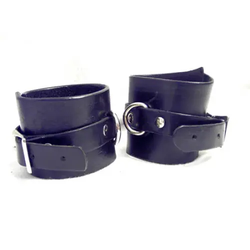 Plain Black Color Ankle Cuffs Standard With Buckle