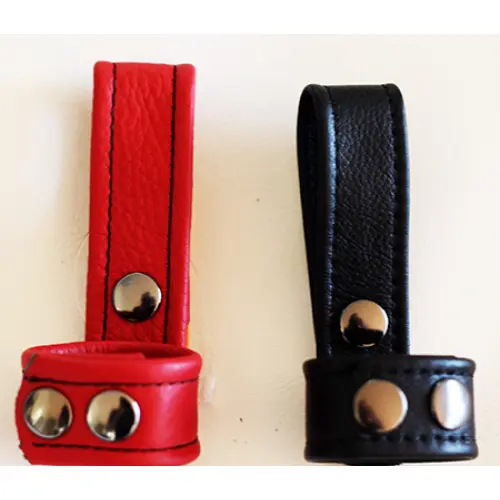 A Red and Black Color Leather Rings Side by Side