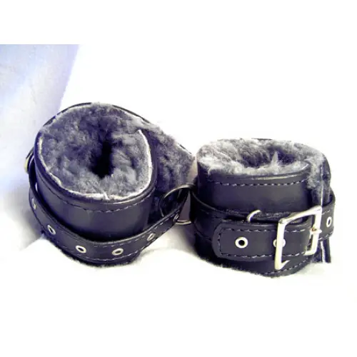 Black Color Leather Handcuff Fleece Lined