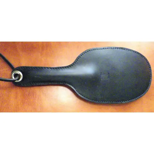 A Black Color Leather Oval Shaped Paddle With String