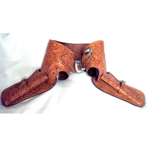 Hand-Carved Double Holster And Gunbelt