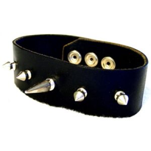 1-1/4" Leather Wrist Band With Spikes
