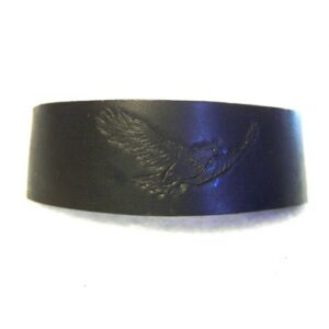 1-1/4" Wide Leather Wrist Band With Carved Eagle
