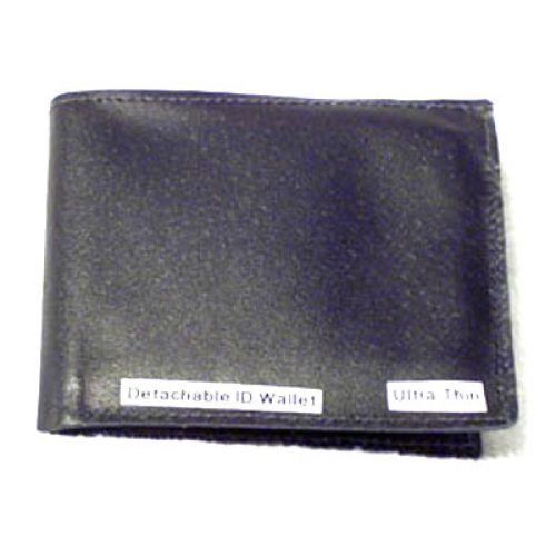A Plain Black Color Wallet Front With Detachable ID