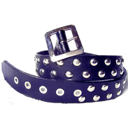 1-1/2″ Black Leather Belt With Chrome Domes