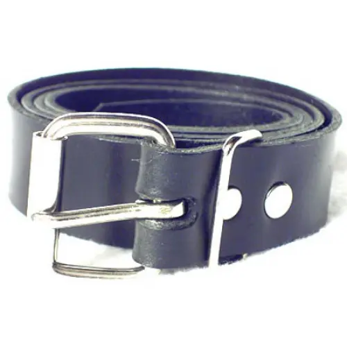 1-1/2 Inch Wide Black Plain Leather Belt