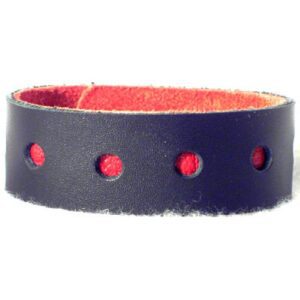1-1/4" Wide Leather Wrist Band with Red Pokadots