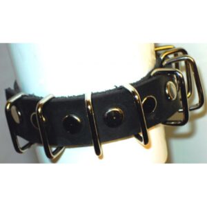 3/4 Inch Wide Leather Wrist Band With Stainless Steel Metal Loops