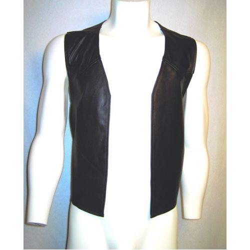 Leather Vest With Diamond Cut Front