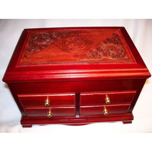 Jewelry Box With Hand-Carved Leather Inserts