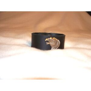 1-1/4" Wide Leather Wrist Band With Eagle Concho