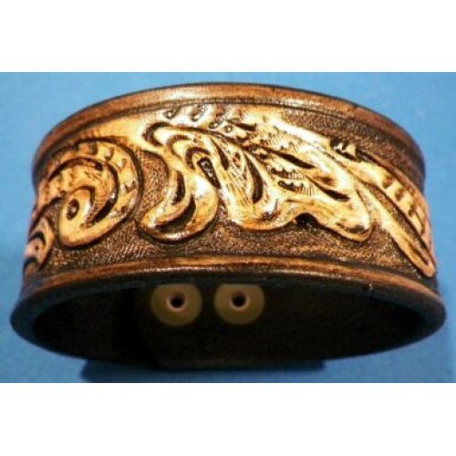A Leather Band With Floral Leaf Design of Different Color