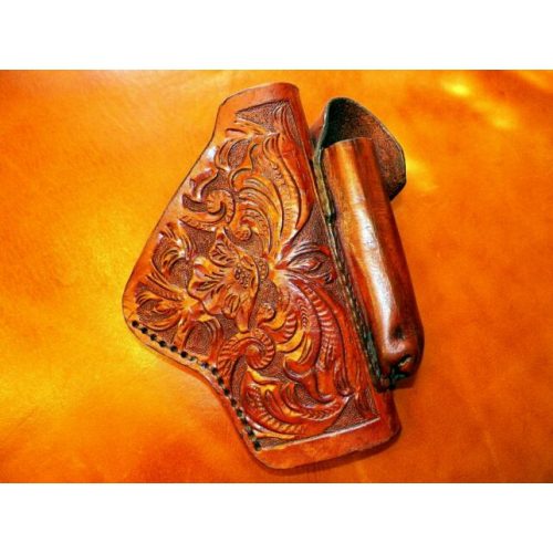 Hand Carved Gun Holster With Cartridge Holder-Pattern 1